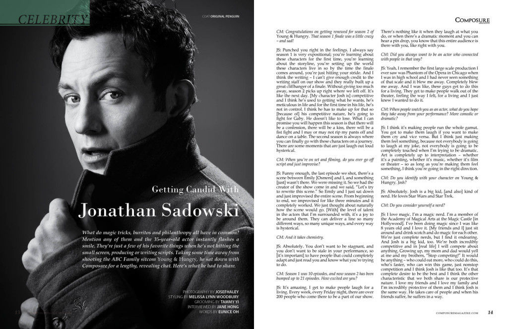 Actor Jonathan Sadowski for Composure Magazine