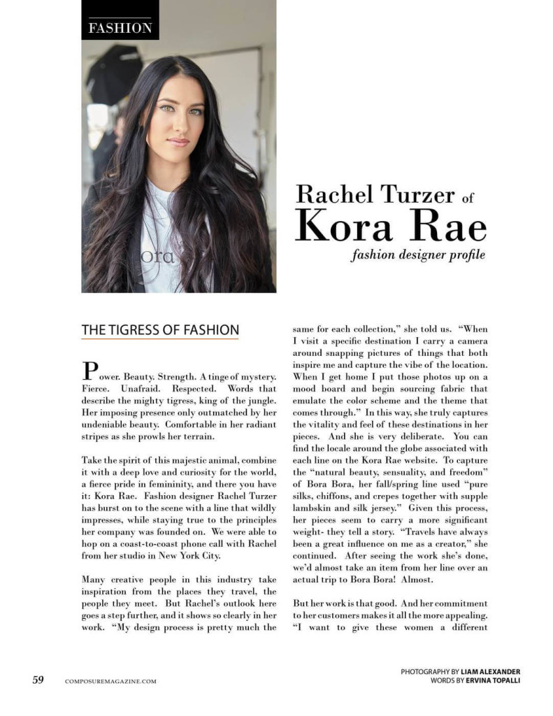Fashion Designer Rachel Turzer of Kora Rae