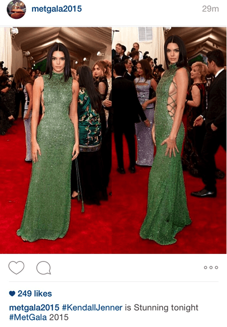 Kendall Jenner wears Calvin Klein to The Met Gala 2015