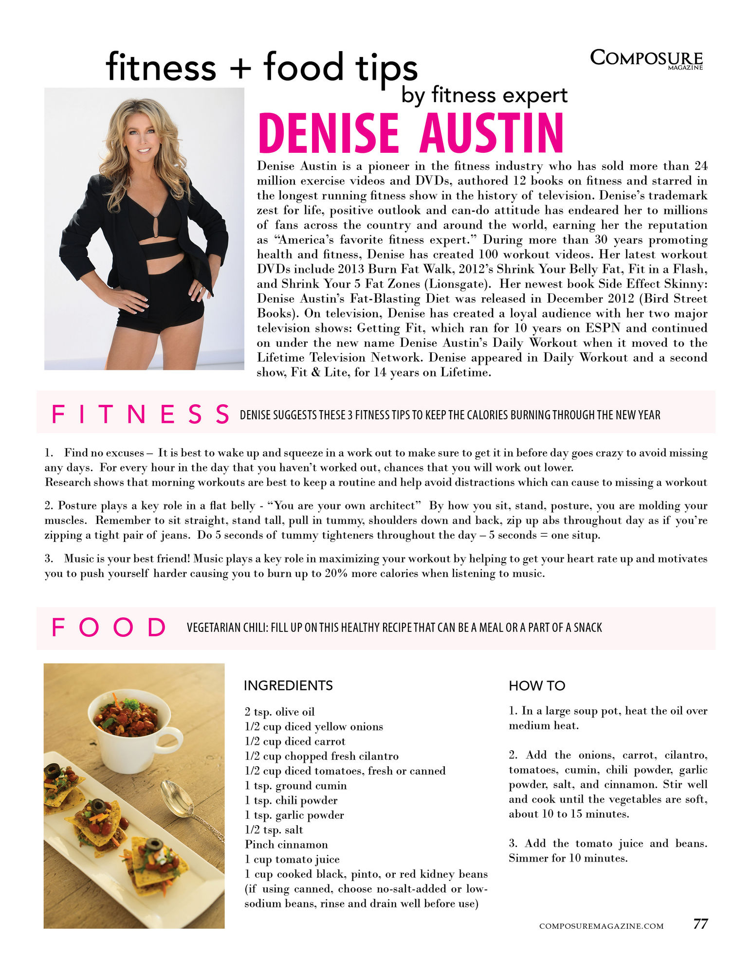 Fitness Food Tips by fitness expert Denise Austin Composure