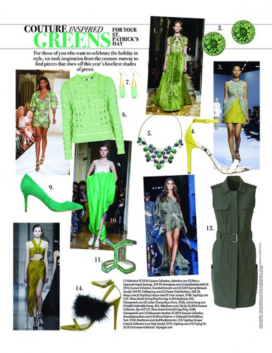 St Patricks Day fashion Couture inspired greens